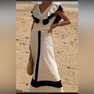 Elegant Black and White Ruffle set